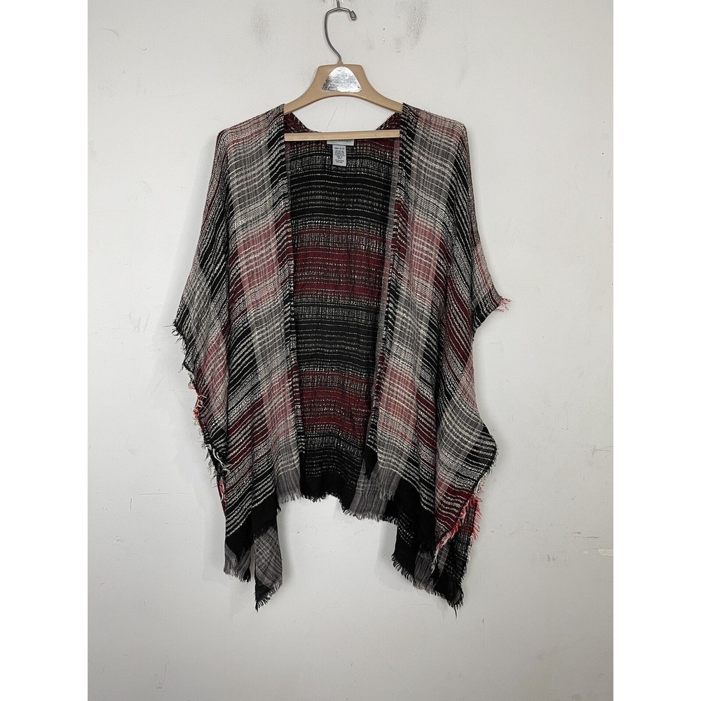 Catherines Womens Kimono Wrap OS Country Beachy Kaftan‎ Southwestern Knit Plaid